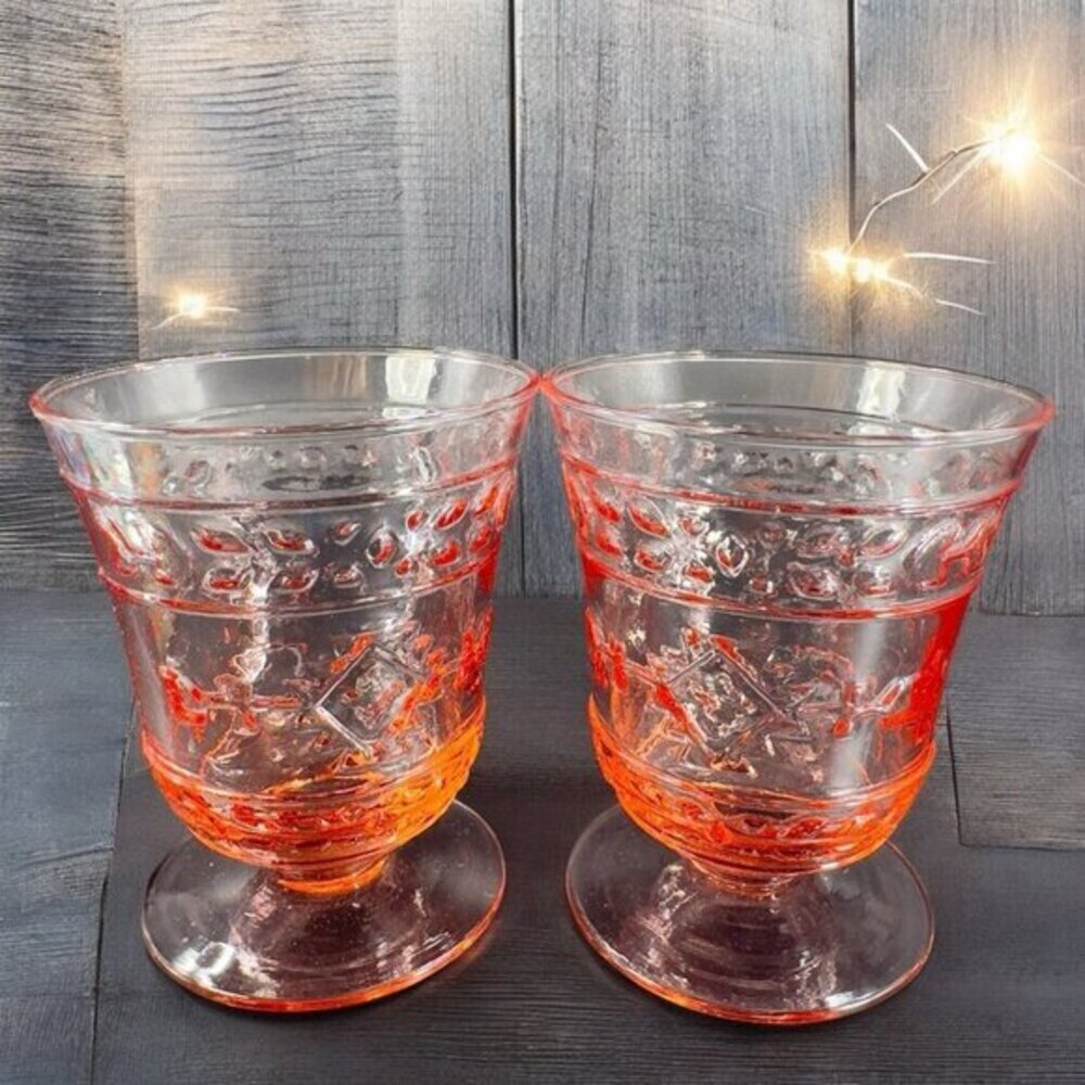 Mikasa Studio Nova Adirondack Southwestern Pink Tumbler Drinking Glasses Set 2
